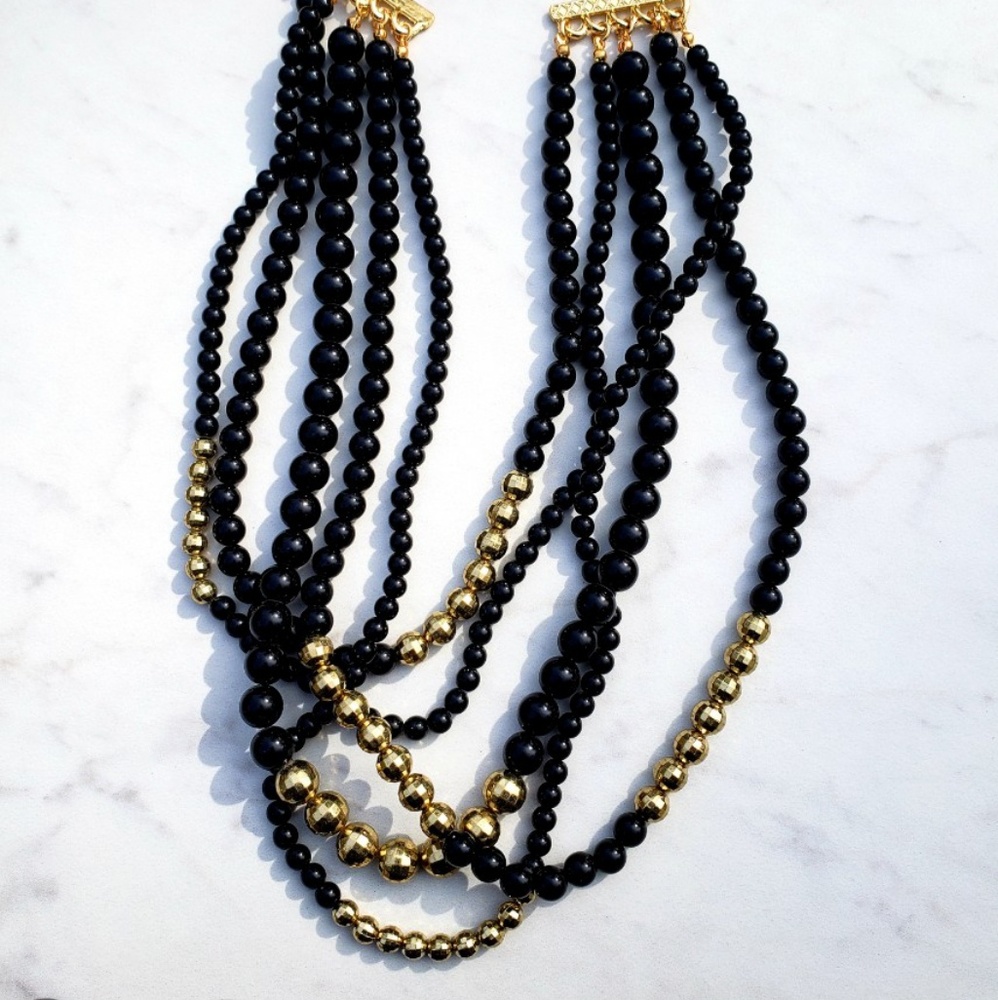 Black and gold beaded necklace